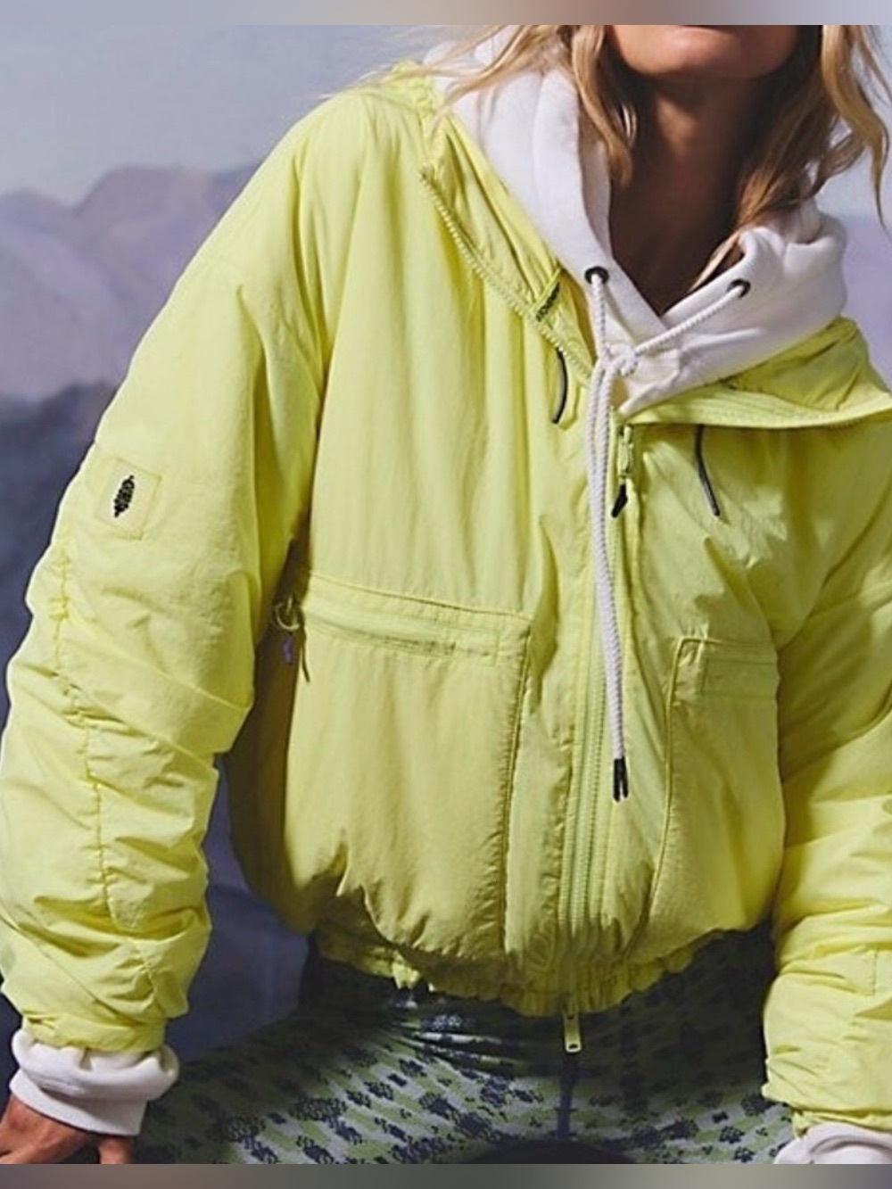 NWOT Free People Movement Cloud Cover Neon Yellow Jacket Size S